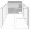 Dog House with Run Light Gray 84.3"x340.6"x71.3" Galvanized Steel