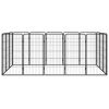 16-Panel Dog Playpen Black 19.7"x39.4" Powder-coated Steel