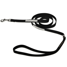 Susan Lanci Designs 3 Row Giltmore Crystals Leash (Color: Black, size: 4 FT)
