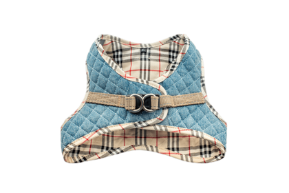 Step-In Denim Harness (Color: Denim & Beige Plaid, size: small)