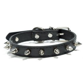 Anti-Bit Pet Necklace; Durable Dog Rivet Collar For Puppy; Pet Supplies (Color: Black, size: S)