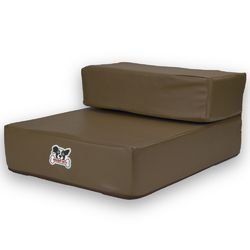 Leather Folding Pet Stairs (Color: Brown)