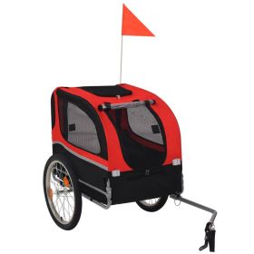 Dog Bike Trailer Red and Black (Color: Black)