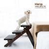 Wood Pet Stairs/Pet Steps - Foldable 3 Levels Dog Stairs & Ramp Perfect for Beds and Cars - Portable Dog/Cat Ladder Up to 110 Pounds