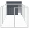 Dog House with Run Anthracite 84.3"x260.2"x71.3" Galvanized Steel